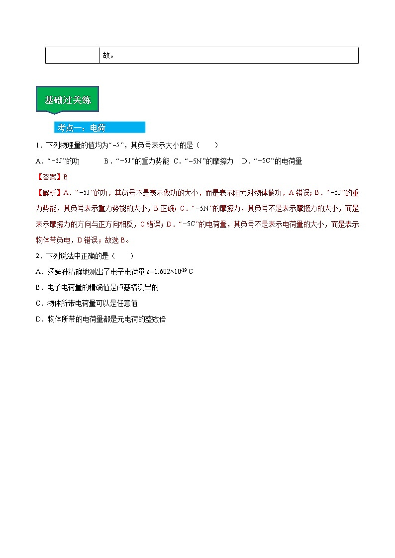 高考物理一轮复习【分层练习】  第12章 静电场及其应用02