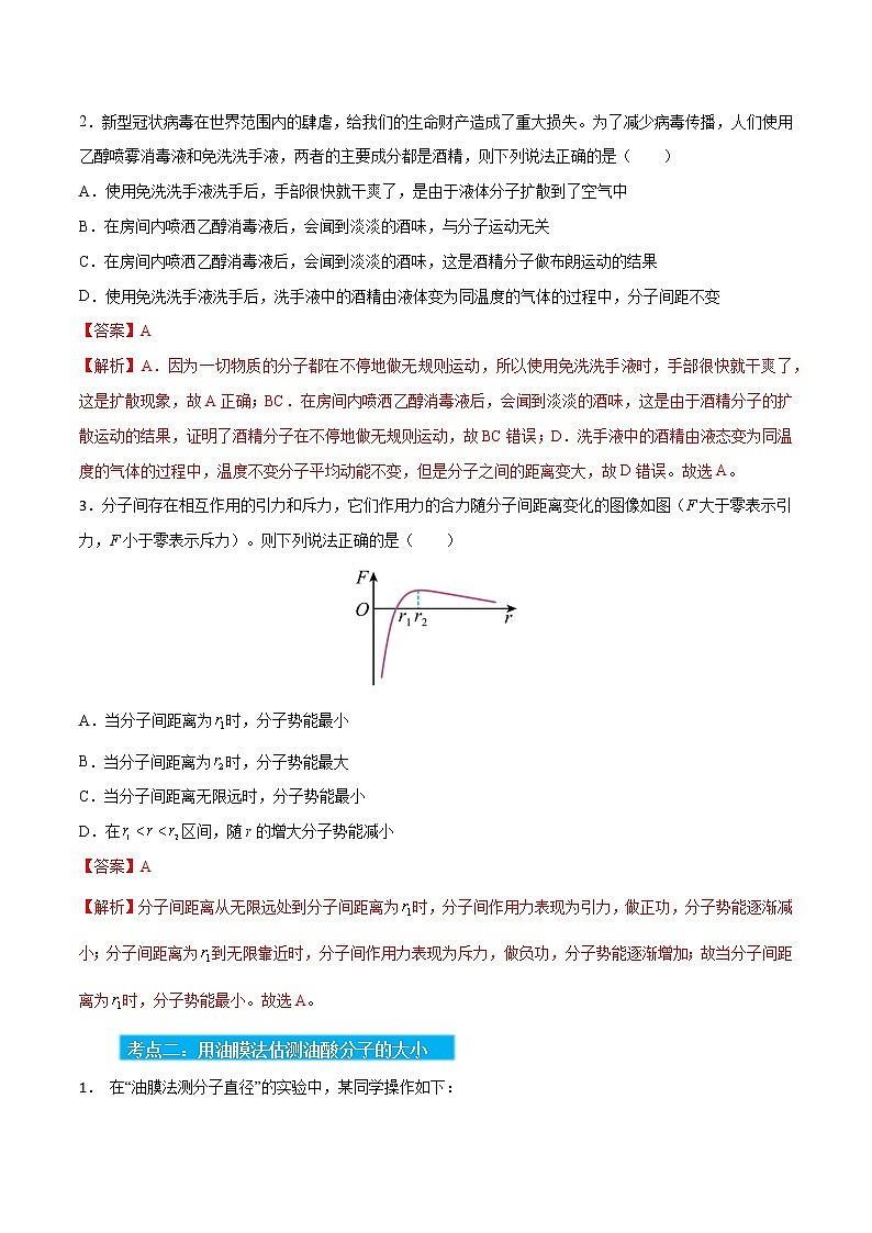 高考物理一轮复习【分层练习】  第21章 分子动理论03