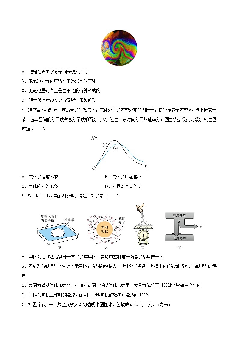 高考物理一轮复习【分层练习】  阶段性检测（10）热学与光学03