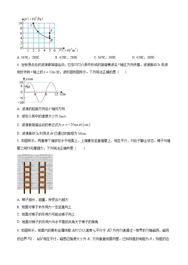 2023届河北省邯郸市高三下学期一模物理试题(含答案)第2页