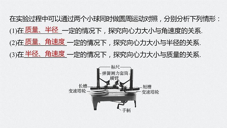 新高考物理一轮复习课件  第4章 实验6　探究向心力大小与半径、角速度、质量的关系08