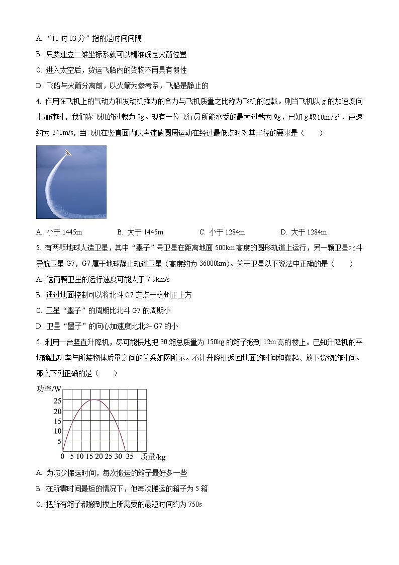 2023杭州地区（含周边）重点中学高三上学期期末物理试题含解析02