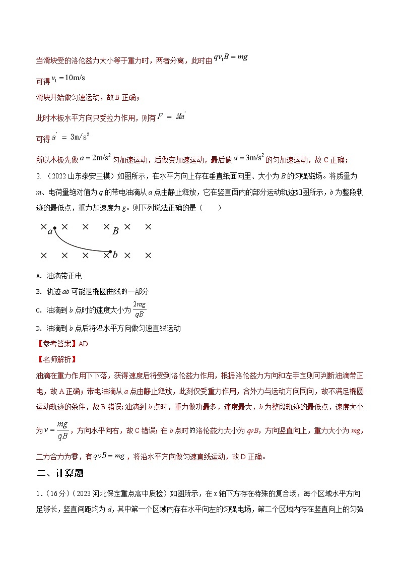 专题16 磁场与重力场复合场模型-高考物理磁场常用模型最新模拟题精练02
