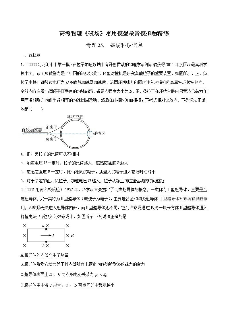 专题25 磁场科技信息-高考物理磁场常用模型最新模拟题精练01