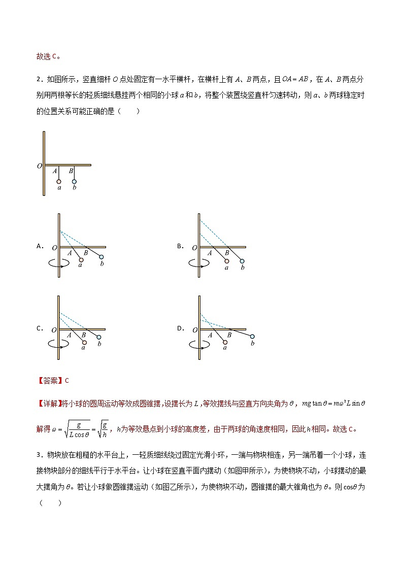 专题09 水平面内的圆周运动模型-高三物理二轮常见模型与方法强化专训专练02