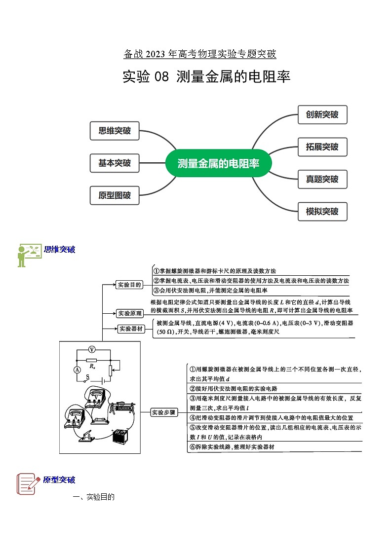 专题实验8　测量金属的电阻率-备战2023年高考物理实验专题突破01