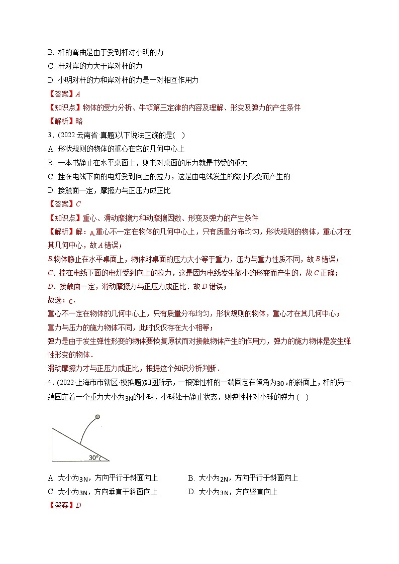 高考物理一轮复习【小题狂练】 第01练 重力与弹力　摩擦力03