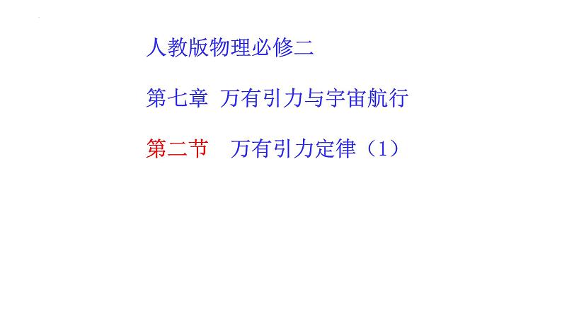 7.2万有引力定律 课件-2022-2023学年高一下学期物理人教版（2019）必修第二册第1页