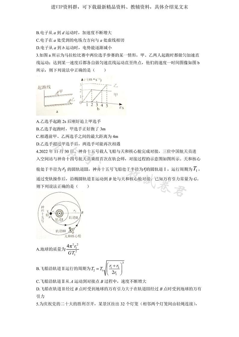 2023届湖南省永州市高三第二次适应性考试（二模）物理试题第2页