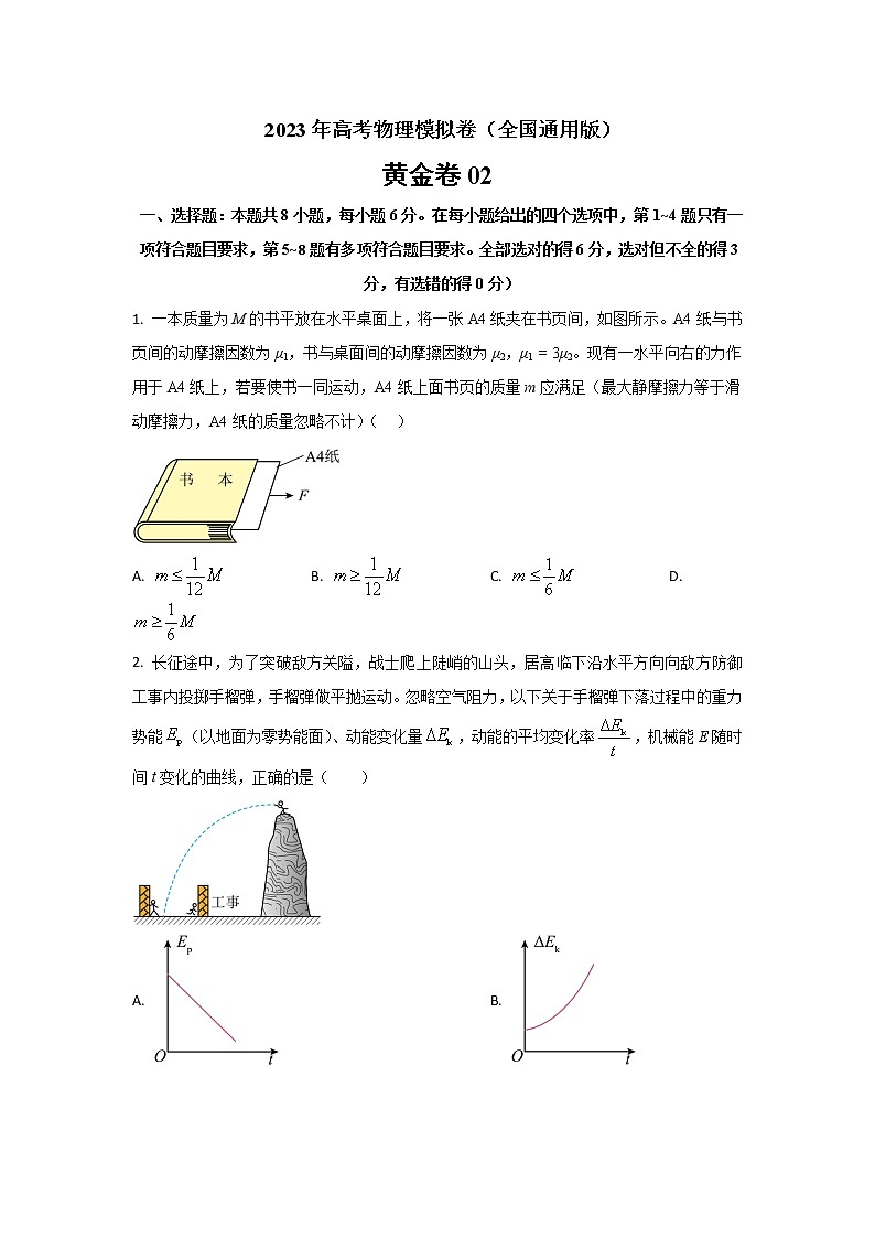 2023年全国高考物理模拟卷（全国卷专用）黄金卷02（word版）01