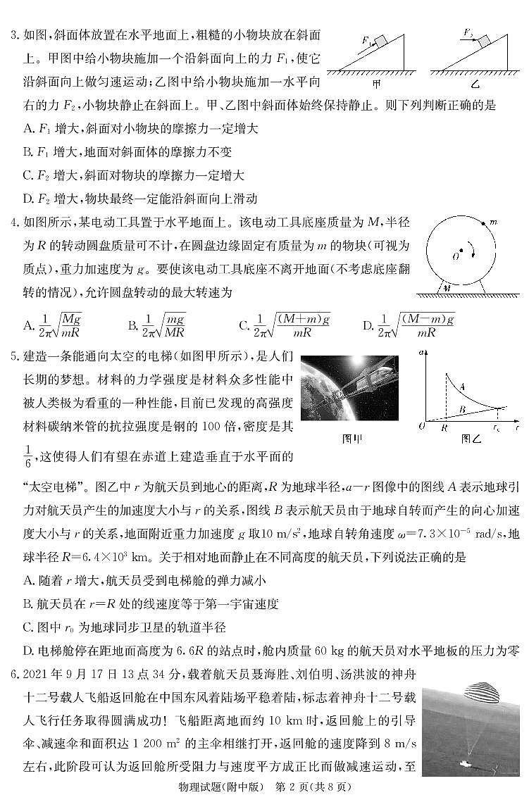 湖南师范大学附属中学2022-2023学年高三下学期月考试题（七） 物理 PDF版含解析第2页