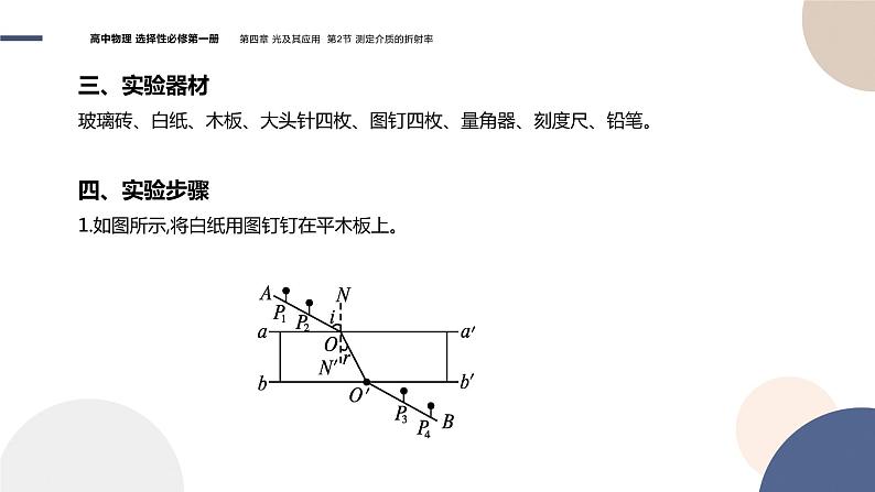 粤教版高中物理选择性必修第一册·第四章光及其应用4.2 测定介质的折射率（课件PPT）04