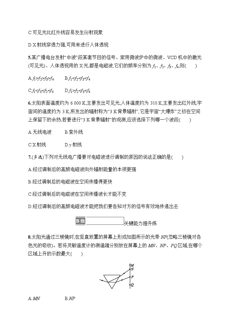 人教版高中物理选择性必修第二册第4章电磁振荡与电磁波4电磁波谱习题含答案第2页