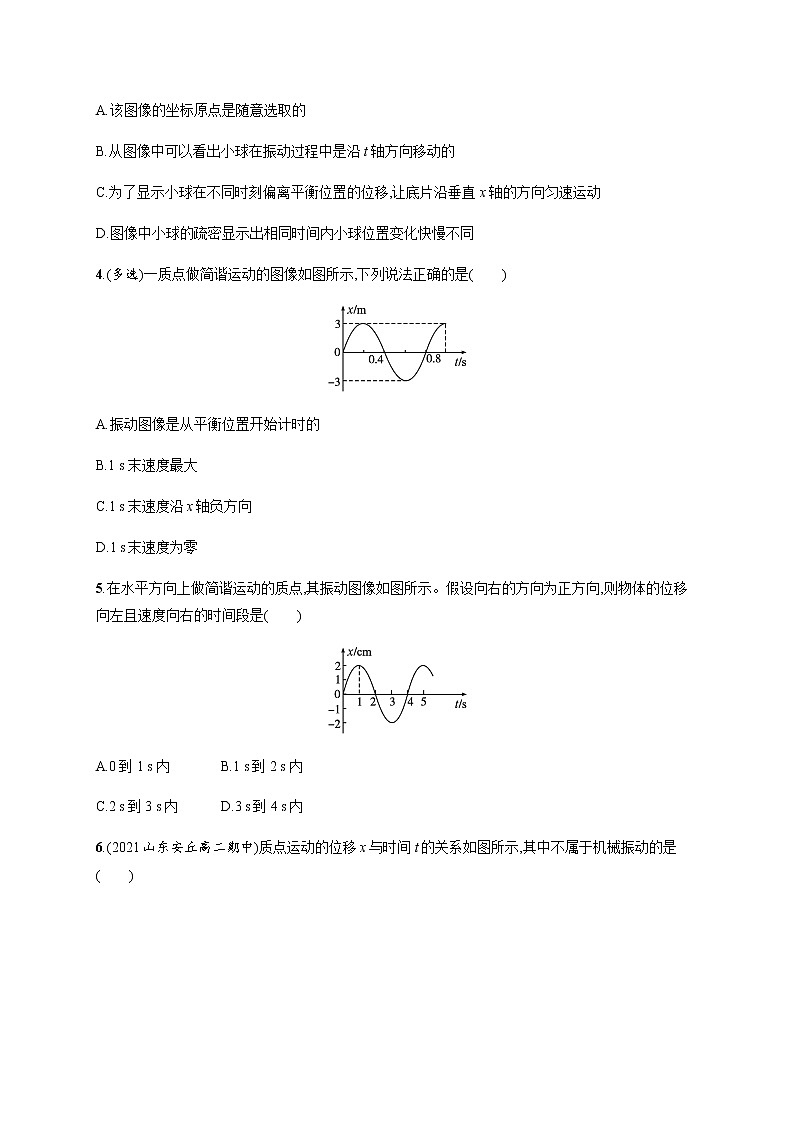 人教版高中物理选择性必修第一册第二章机械振动1简谐运动习题含答案第2页