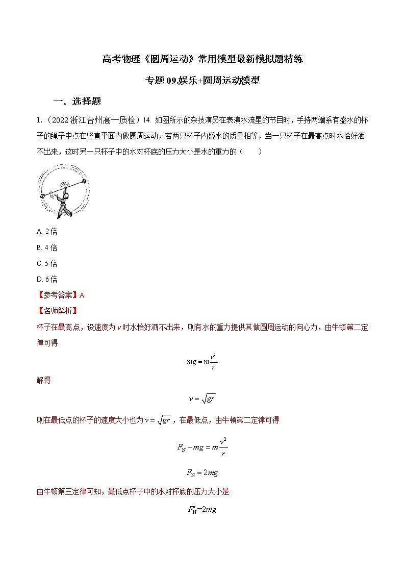 专题09.娱乐+圆周运动模型（解析版）第1页
