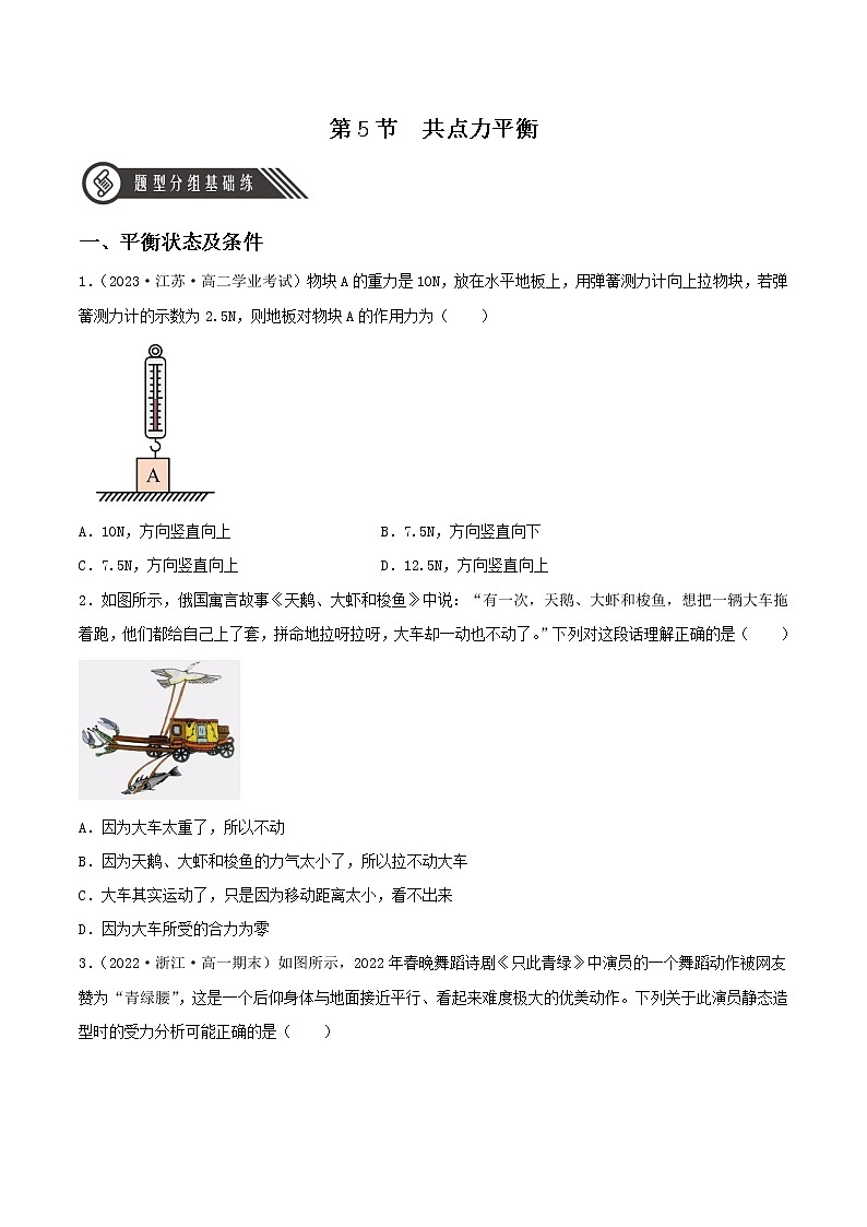 3.5 共点力平衡（分层练习）（原卷版）第1页