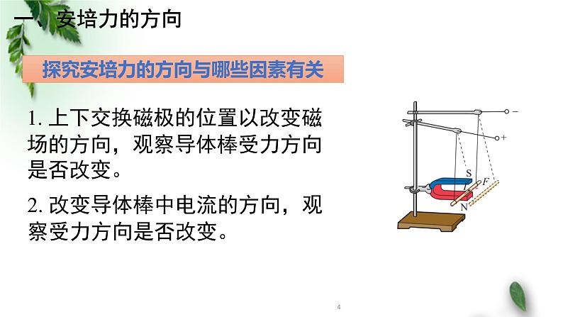 2022-2023年人教版(2019)新教材高中物理选择性必修2 第1章安培力与洛伦兹力第1节磁场对通电导线的作用力课件04