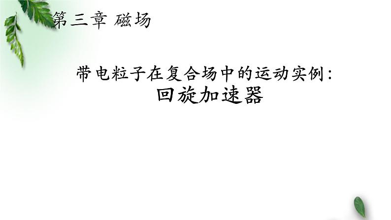 2022-2023年人教版(2019)新教材高中物理选择性必修2 第1章安培力与洛伦兹力第4节质谱仪与回旋加速器课件(1)第1页