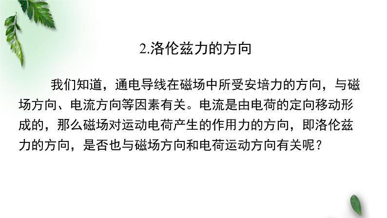 2022-2023年粤教版(2019)新教材高中物理选择性必修2 第1章磁场第3节洛仑兹力课件05