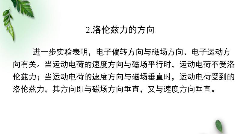 2022-2023年粤教版(2019)新教材高中物理选择性必修2 第1章磁场第3节洛仑兹力课件07