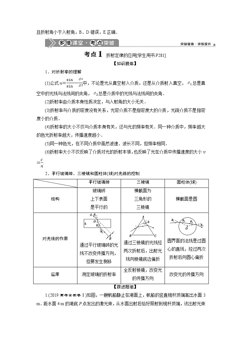 高考物理一轮复习课件+讲义  第14章 3 第三节　光的折射　全反射(实验：测定玻璃的折射率)03