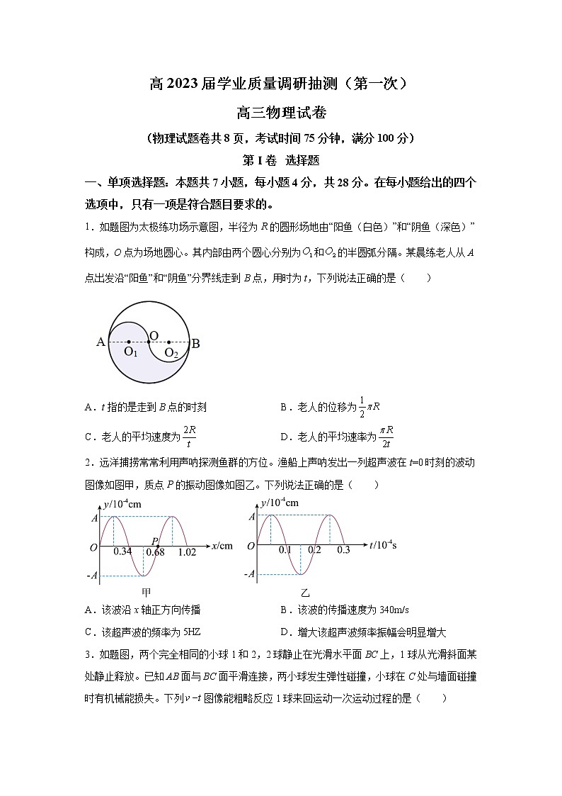 2023届重庆市主城区高三上学期一诊物理试题（解析版）第1页