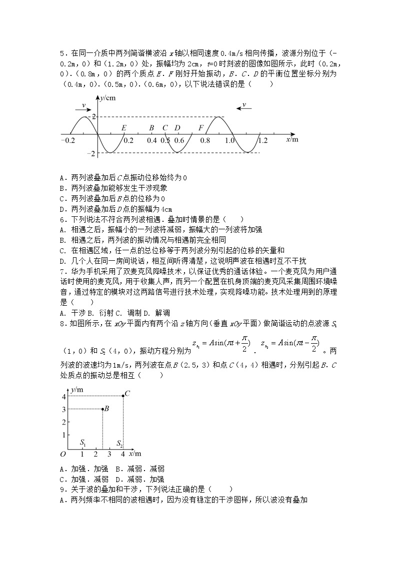 物理沪科版选择性必修第一册 第5节波的干涉与衍射优选作业(解析版)02