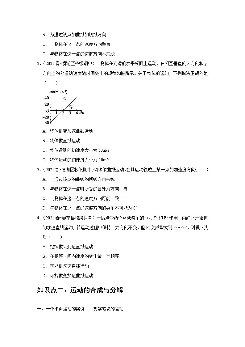 新课改-高中物理-必修第2册  01 C曲线运动 提升版 试卷03