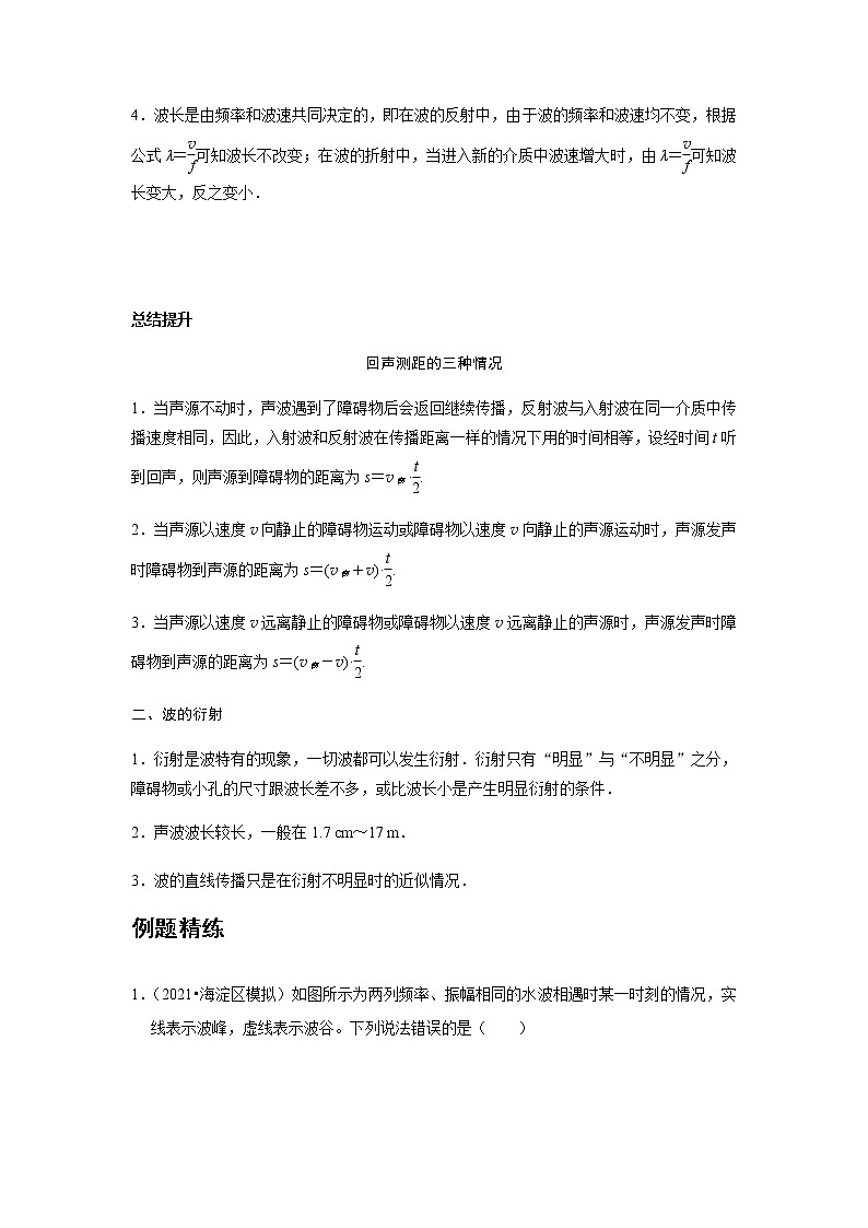 新课改-高中物理-选修第1册  14 B波的反射、折射和衍射 中档版 试卷02