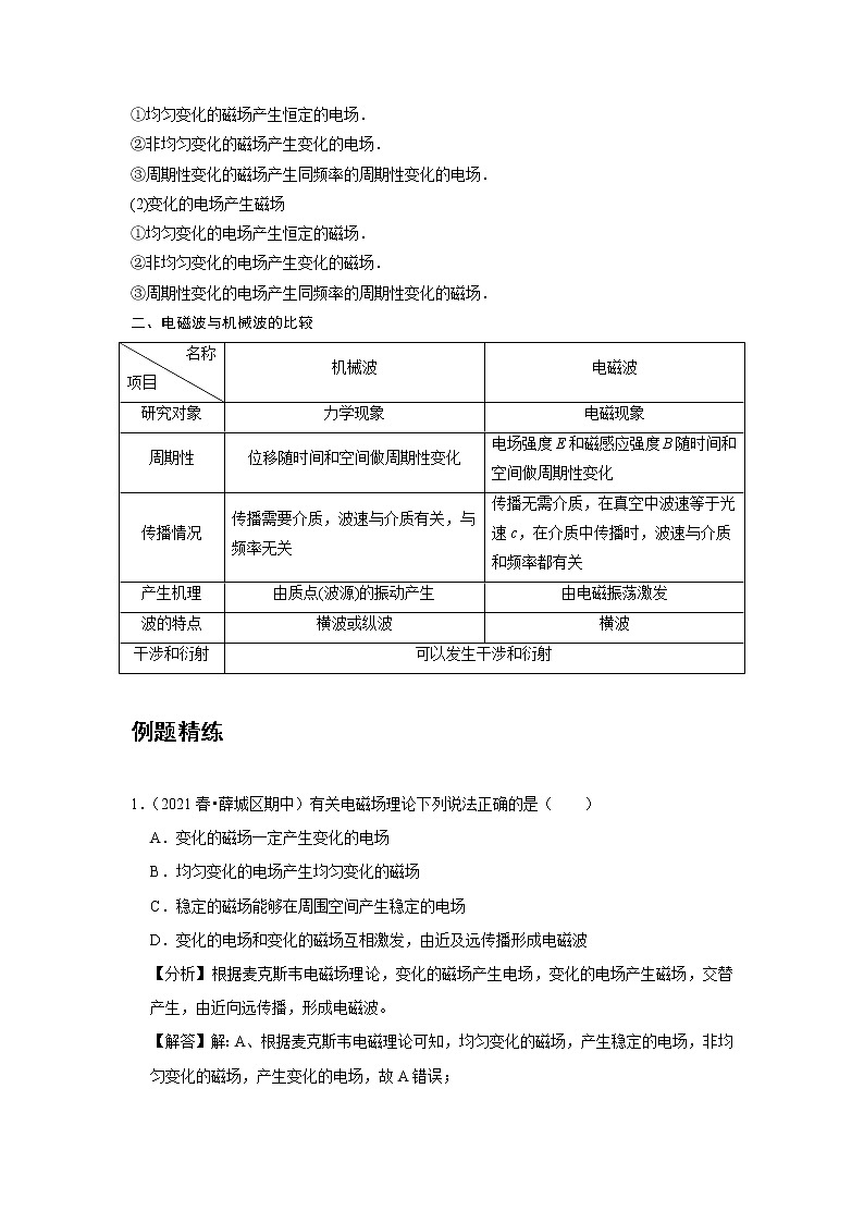 新课改-高中物理-选修第2册  13 C电磁场与电磁波 提升版 试卷02