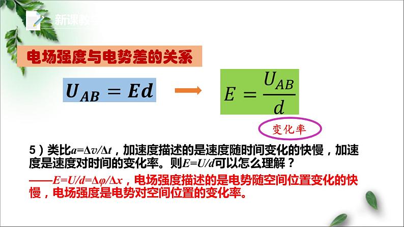 2022-2023年人教版(2019)新教材高中物理必修3 第10章静电场中的能量第3节电势差与电场强度的关系(1)课件第8页