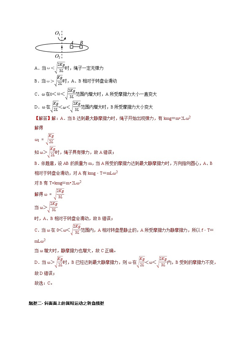 第20讲 水平面和斜面上的圆周运动（转盘模型）及其临界问题（解析版）第3页