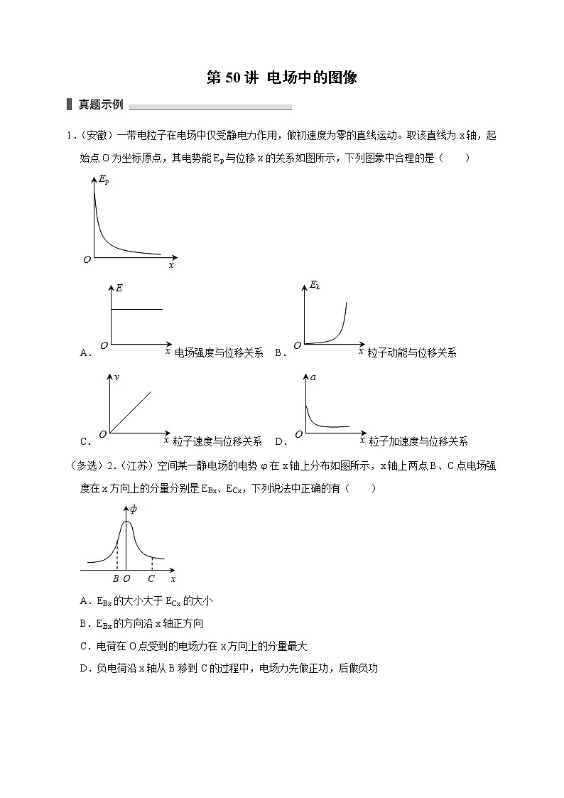第50讲 电场中的图像（原卷版）01