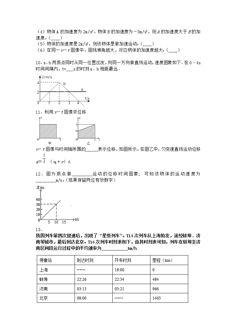 物理沪科版必修第一册 1.3怎样描述运动的快慢（续）作业(解析版)第3页