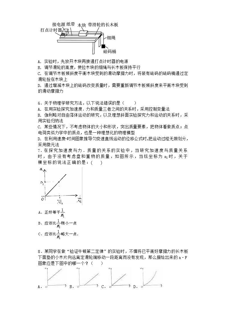 物理沪科版必修第一册 4.2探究加速度与力、质量的关系同步作业02