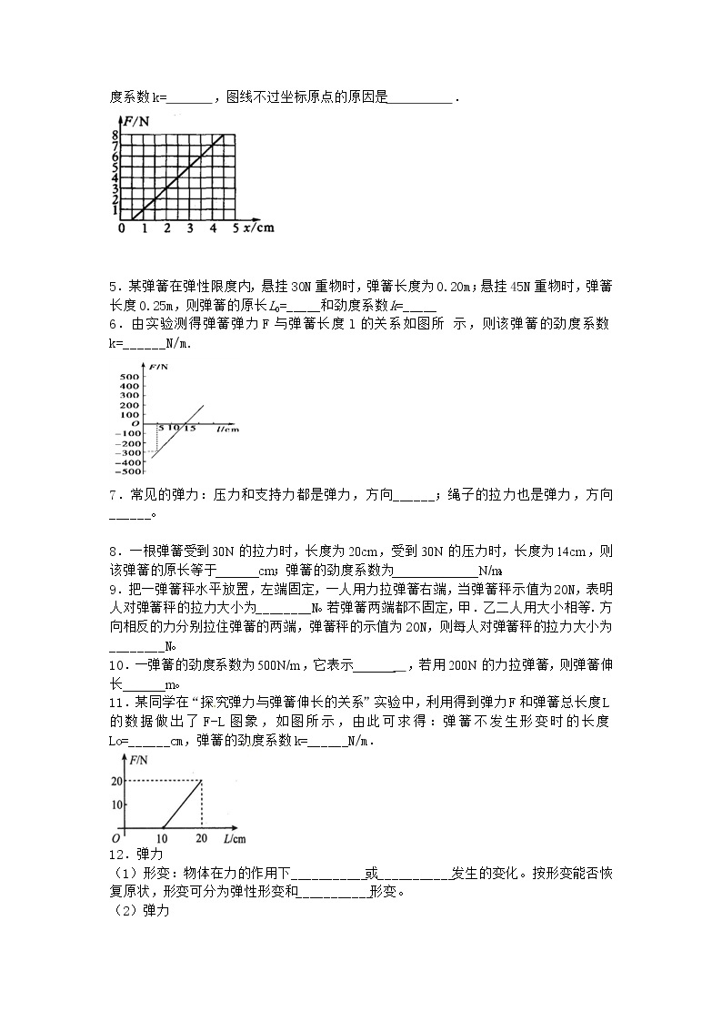 物理沪科版必修第一册 3.2弹力同步作业02