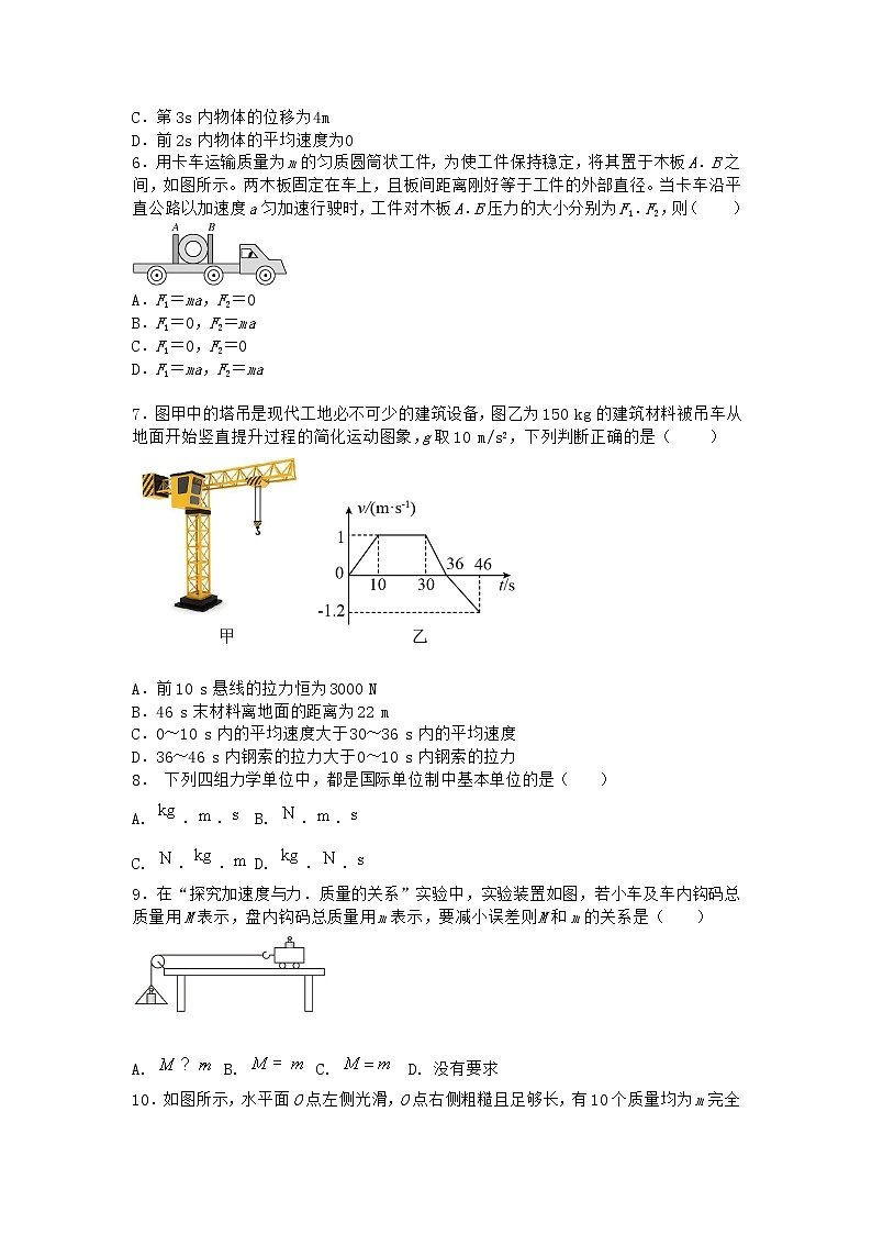 物理沪科版必修第一册 4.3牛顿第二定律优选作业(解析版)02