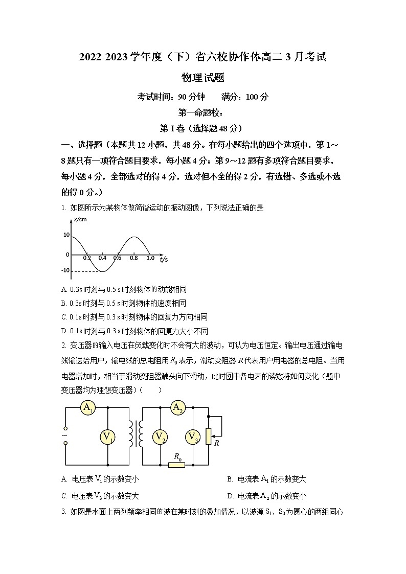 2022-2023学年辽宁省实验中学等六校协作体高二下学期3月联考物理试题 Word版01