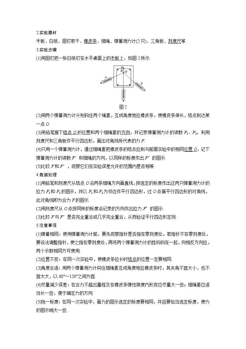高考物理一轮复习课件+讲义  第2章 实验三 验证力的平行四边形定则02