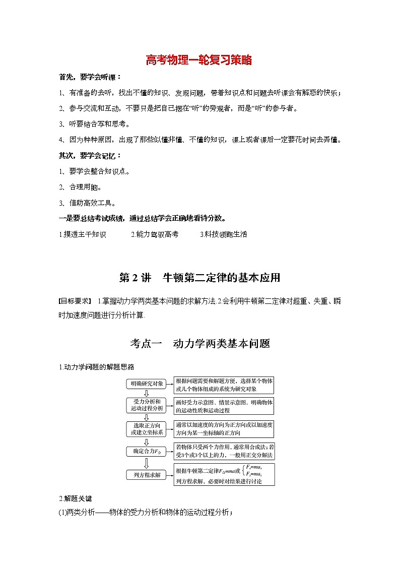 高考物理一轮复习课件+讲义  第3章 第2讲 牛顿第二定律的基本应用01