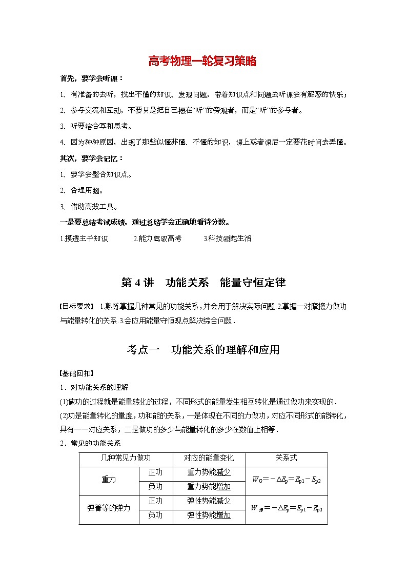 高考物理一轮复习  第6章 第4讲 功能关系 能量守恒定律第1页