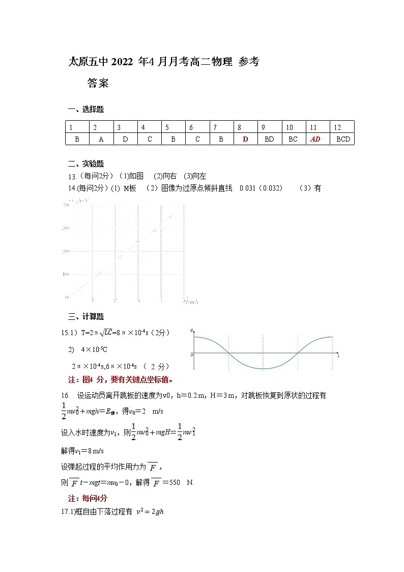 2021-2022学年山西省太原市第五中学高二下学期4月阶段性检测 物理 PDF版02