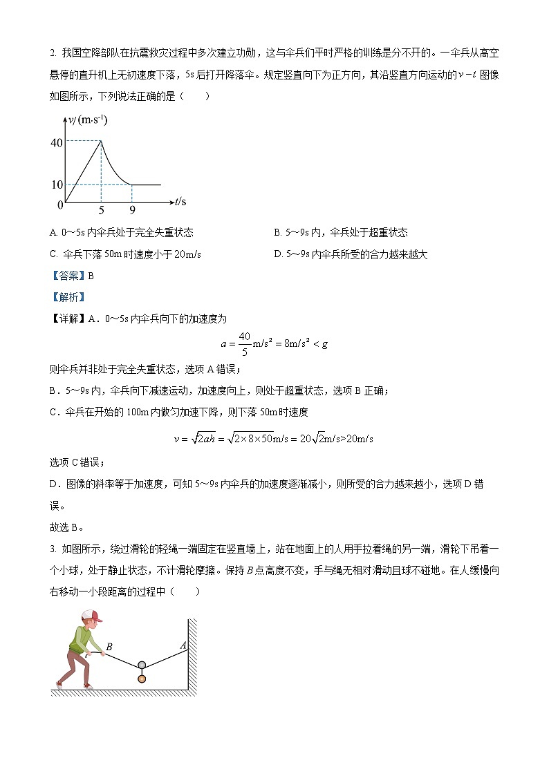 天津市河东区2023届高三一模物理试题含解析第2页