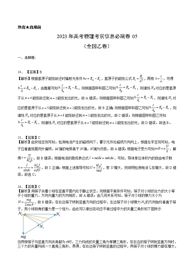 信息必刷卷05-2023年高考物理考前信息必刷卷（全国乙卷）（解析版）01