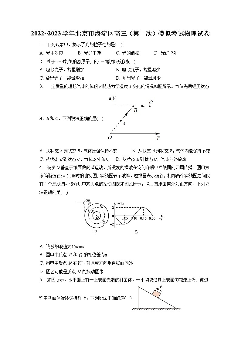 2022_2023学年北京市海淀区高三（第一次）模拟考试物理试卷(含答案解析)第1页
