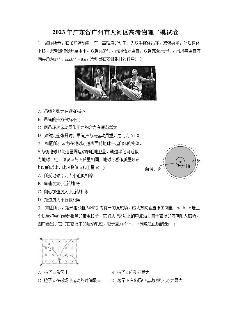 2023年广东省广州市天河区高考物理二模试卷（含答案解析）01