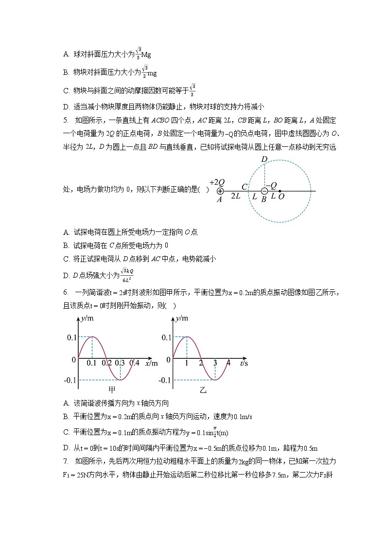 2022_2023学年安徽省黄山市高三（第一次）模拟考试物理试卷（含答案解析）02