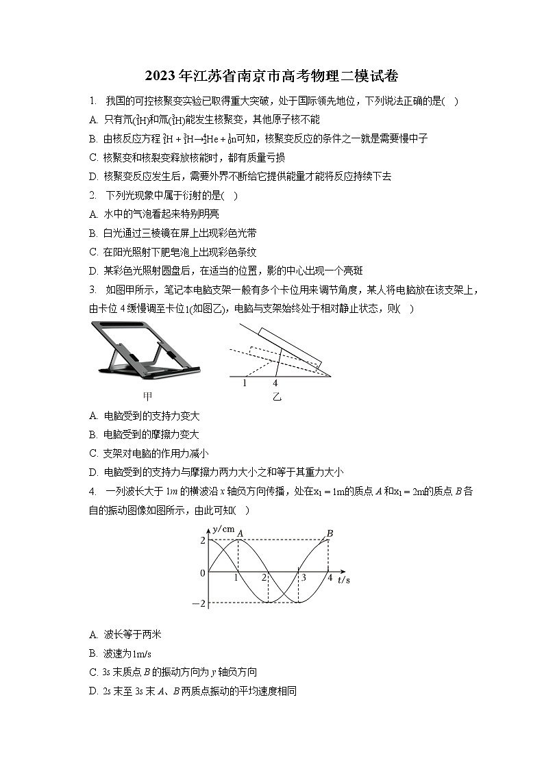 2023年江苏省南京市高考物理二模试卷（含答案解析）01