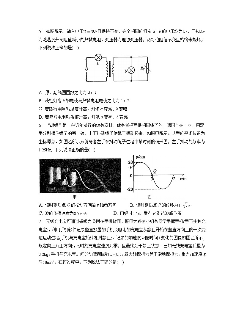 2023年山东省济宁市高考物理一模试卷（含答案解析）第2页
