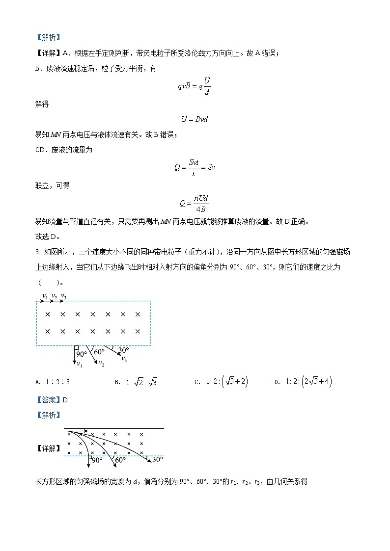 2022江苏省常熟中学高二下学期3月线上教学阳光调研试题物理含解析02